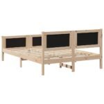 Bed frame Brown and dark grey 135 x 190 cm Solid pine wood