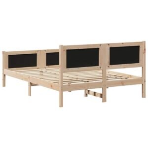 Bed frame Brown and dark grey 135 x 190 cm Solid pine wood