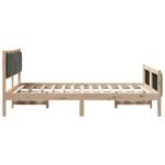 Bed frame Brown and dark grey 135 x 190 cm Solid pine wood