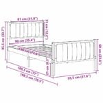 Bed frame Brown and dark grey 90 x 190 cm Solid pine wood