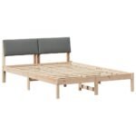 Bed frame Brown and dark grey 150 x 200 cm Solid pine wood