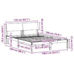 Bed frame Brown and dark grey 135 x 190 cm Solid pine wood