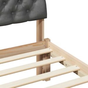 Bed frame Brown and dark grey 150 x 200 cm Solid pine wood