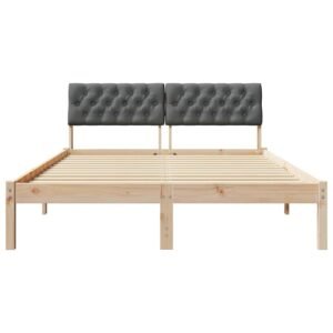 Bed frame Brown and dark grey 150 x 200 cm Solid pine wood