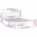 Bed frame Brown and dark grey 150 x 200 cm Solid pine wood