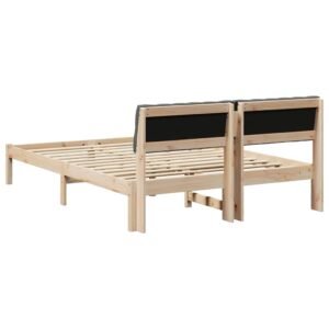 Bed frame Brown and dark grey 135 x 190 cm Solid pine wood