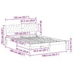 Bed frame Brown and dark grey 135 x 190 cm Solid pine wood