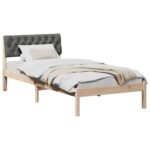 Bed frame Brown and dark grey 90 x 190 cm Solid pine wood