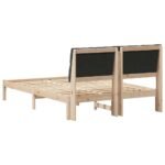 Bed Frame with Upholstered Headboard Brown 135 x 190 cm