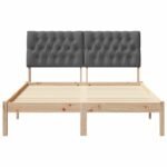 Bed Frame with Upholstered Headboard Brown 135 x 190 cm