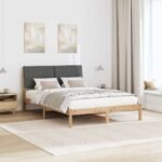 Bed Frame with Headboard Brown 135 x 190 cm Solid Pine Wood