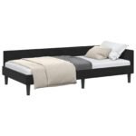 Corner Bed Frame with Headboard Black 90 cm x 190 cm Velvet