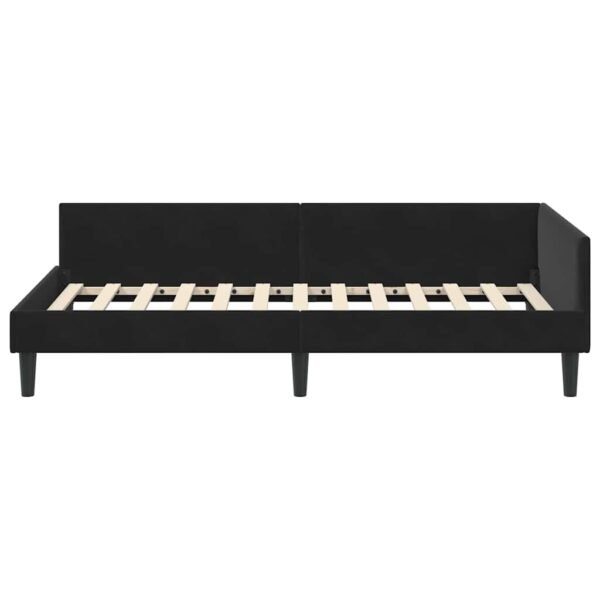 Corner Bed Frame with Headboard Black 90 cm x 190 cm Velvet