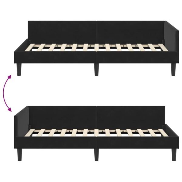 Corner Bed Frame with Headboard Black 90 cm x 190 cm Velvet