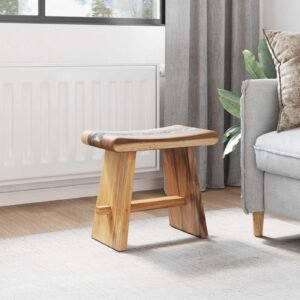 Shower Stool Natural 50 x 30 x 44 cm Solid Suar Wood