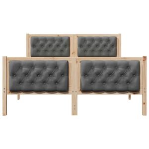 Bed Frame with Headboard Dark Grey 150 x 200 cm Solid Pine Wood