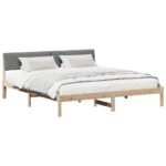 Bed frame Brown and dark grey 180 x 200 cm Solid pine wood