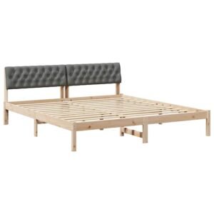 Bed frame Brown and dark grey 180 x 200 cm Solid pine wood