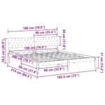 Bed frame Brown and dark grey 180 x 200 cm Solid pine wood