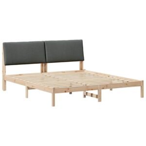 Bed frame Brown and dark grey 180 x 200 cm Solid pine wood