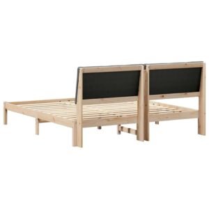 Bed frame Brown and dark grey 180 x 200 cm Solid pine wood