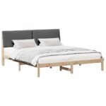 Bed frame Brown and dark grey 180 x 200 cm Solid pine wood