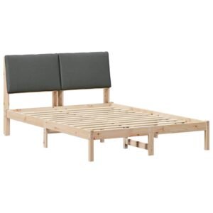 Bed frame Brown and dark grey 150 x 200 cm Solid pine wood