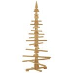 Wooden Christmas Tree with Stand Brown 150 cm Solid pine wood
