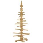 Wooden Christmas Tree with Stand Brown 150 cm Solid pine wood