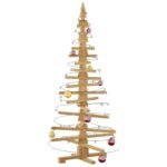 Wooden Christmas Tree with Stand Brown 150 cm Solid pine wood