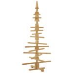 Wooden Christmas Tree with Stand Brown 150 cm Solid pine wood
