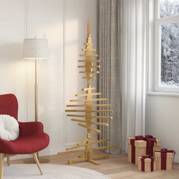 Wooden Christmas Tree with Stand Brown 180 cm Solid pine wood