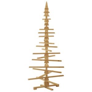 Wooden Christmas Tree with Stand Brown 180 cm Solid pine wood