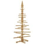 Wooden Christmas Tree with Stand Brown 180 cm Solid pine wood