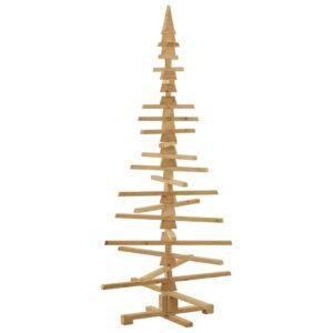 Wooden Christmas Tree with Stand Brown 180 cm Solid pine wood