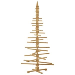 Wooden Christmas Tree with Stand Brown 210 cm Solid pine wood