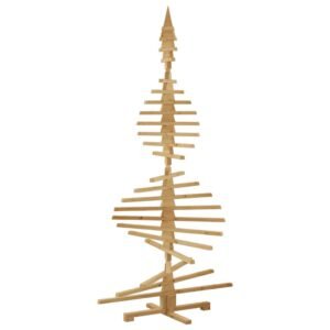Wooden Christmas Tree with Stand Brown 210 cm Solid pine wood