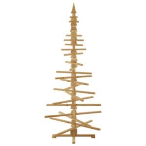 Wooden Christmas Tree with Stand Brown 210 cm Solid pine wood