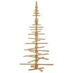 Wooden Christmas Tree with Stand Brown 210 cm Solid pine wood