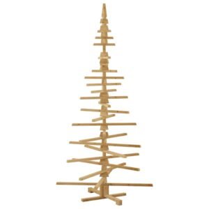 Wooden Christmas Tree with Stand Brown 210 cm Solid pine wood