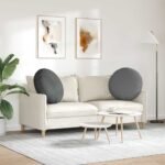 Seat Cushions 2 pcs Dark Grey Ø60 x 21 cm Fabric