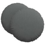 Seat Cushions 2 pcs Dark Grey Ø60 x 21 cm Fabric
