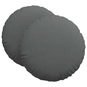 Seat Cushions 2 pcs Dark Grey Ø60 x 21 cm Fabric