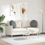 Seat Cushions 2 pcs Dark Grey Ø50 x 19 cm Fabric