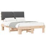 Bed Frame with Upholstered Headboard Dark Grey 150 x 200 cm
