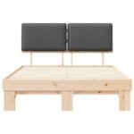 Bed Frame with Upholstered Headboard Dark Grey 135 x 190 cm