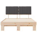 Bed Frame with Upholstered Headboard Dark Grey 135 x 190 cm