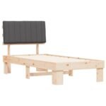 Bed Frame with Upholstered Headboard Dark Grey 90 x 190 cm