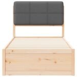Bed Frame with Upholstered Headboard Dark Grey 90 x 190 cm