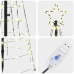 LED Christmas Tree with Ground Spikes Warm White 250 cm Iron